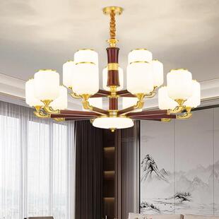 新中式客厅吊灯大厅主灯2025新款全铜红木中国风大气别墅挑空灯具