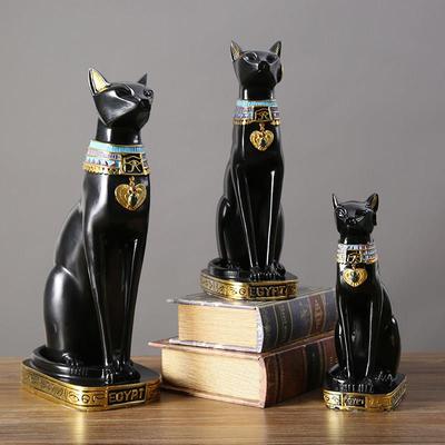高级感雕像装饰品办公室工艺品招财复古法老黑猫雕塑埃及猫咪摆件