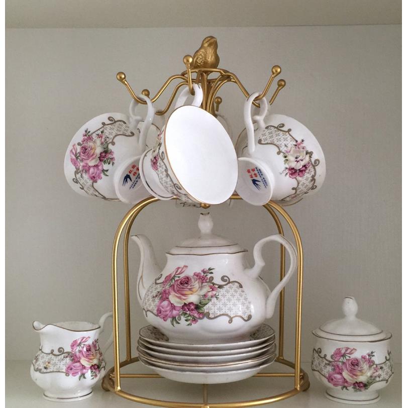 适宜客厅家用咖啡杯子马克杯饮品奶茶水杯沥水壶碟盘收纳晾挂六钩