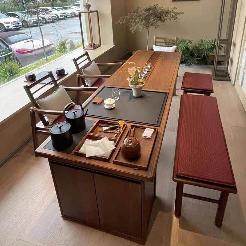 新中式实木茶桌椅组合北美黑胡桃木轻奢高级感茶几办公室泡茶台,住宅家具,家用茶台/茶桌,淘宝优惠券,粉丝福利购,淘宝优惠卷