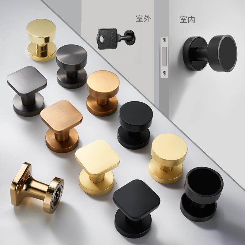 隐形门锁单面锁带钥匙孔背景墙密室锁隐藏暗锁拉手金黑灰白色门锁