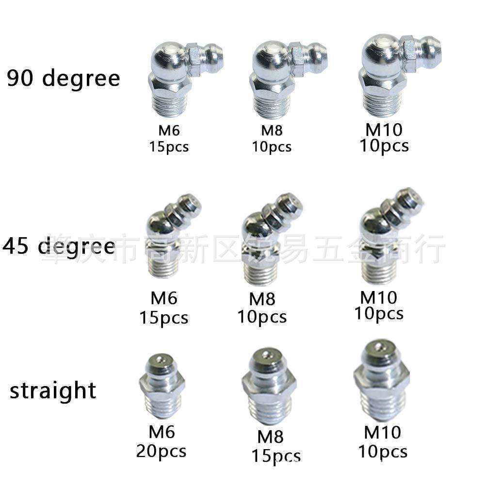 外贸货源 115pcs盒装镀镍油嘴grease黄油嘴接头配件M6M8M10