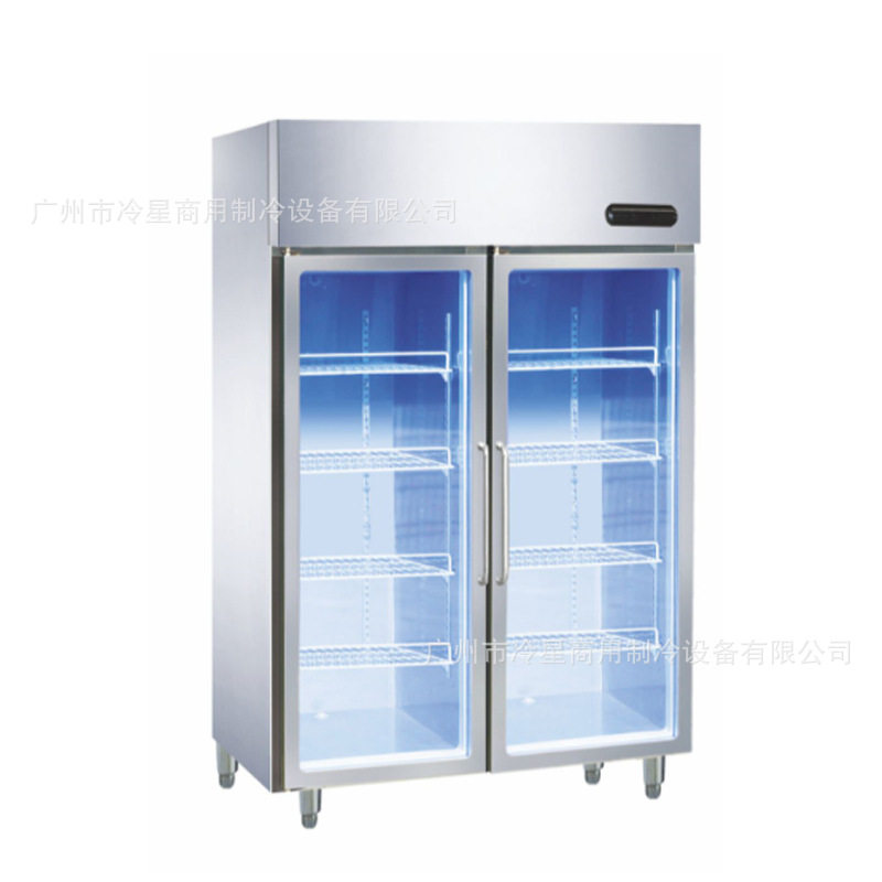 双门风冷商用不锈钢饮料展示柜
