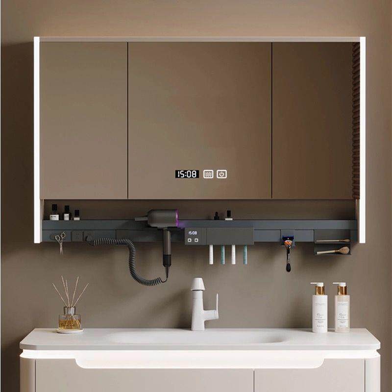 x9p豪华简约多功能置物镜柜卫生间智能镜箱吹风机架挂墙式镜子收