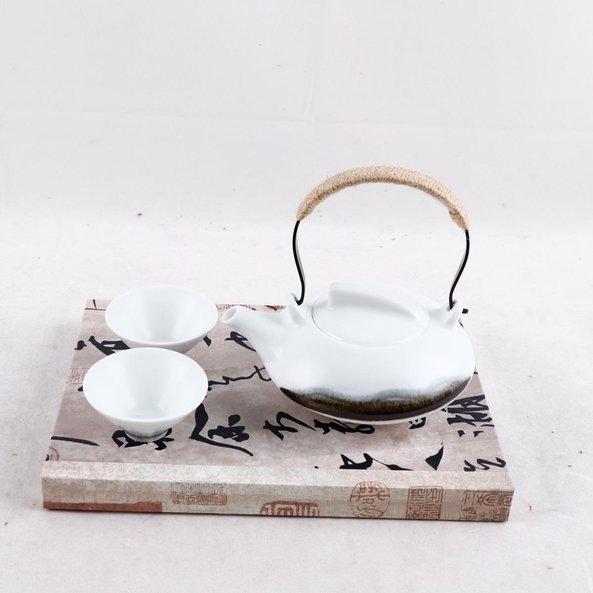 新中式现代陶瓷茶具托盘茶室摆件样板房酒店客厅茶几别墅软装饰品