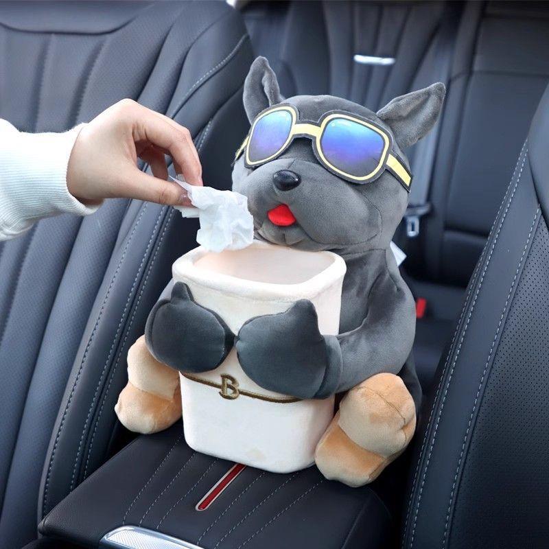 汽车抽纸盒车载纸巾盒垃圾桶二合一创意卡通收纳袋扶手箱挂式可爱