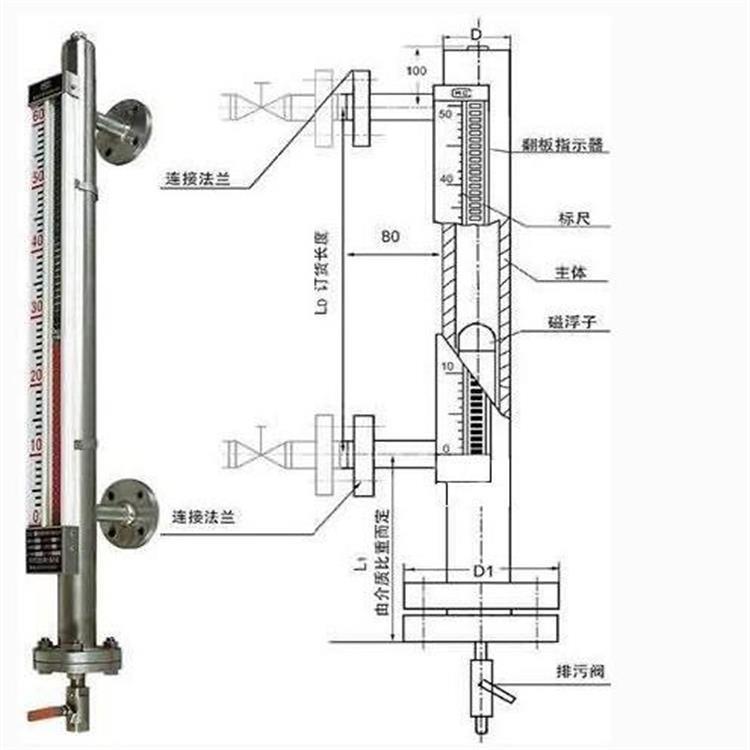 干簧-电阻式化工反应釜直观显示开关远传4-20mA磁翻板液位计