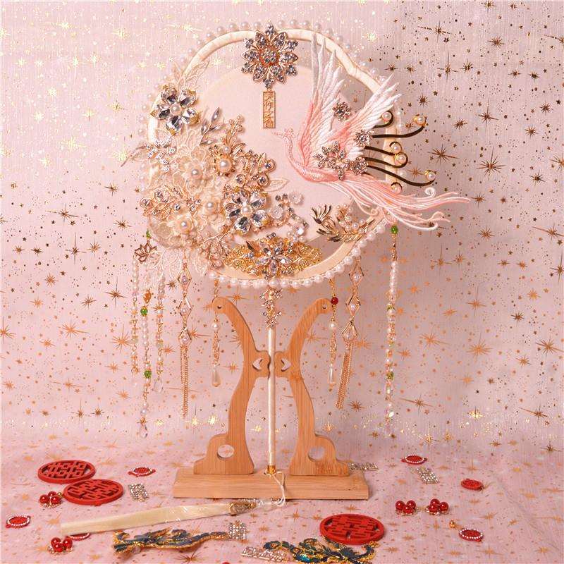 新娘喜扇秀禾服团扇结婚婚礼团扇古风扇子出嫁扇喜字扇中式手捧花