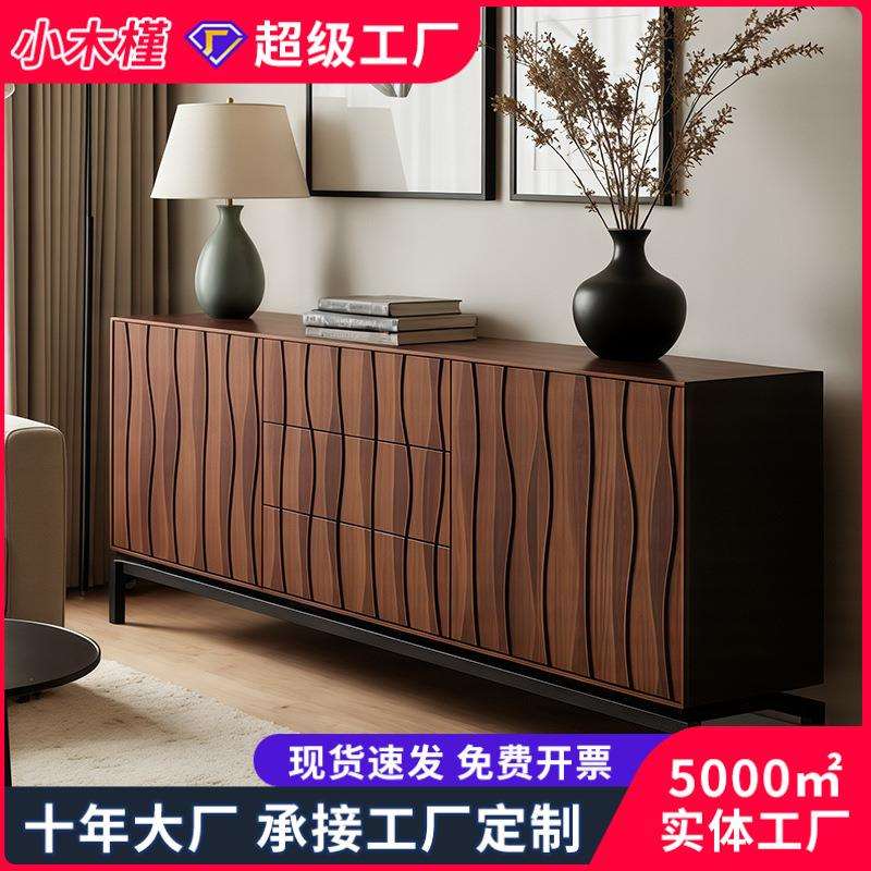 中古风实木餐边柜设计师款高端客厅餐边储物柜靠墙边柜厨房置物柜