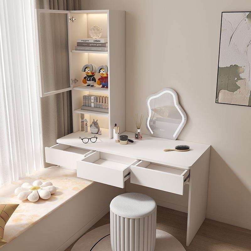 热销轻奢奶油风飘窗梳妆台卧室小型化妆桌床头柜一体现代简约书桌