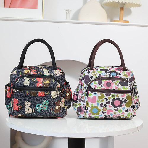 多层五个拉链手提包高档防水孕妇妈咪包上班族手提袋化妆包饭盒袋