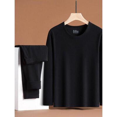 冬季保暖内衣双面德绒自发热秋衣秋裤保暖内衣套装男内穿打底防寒