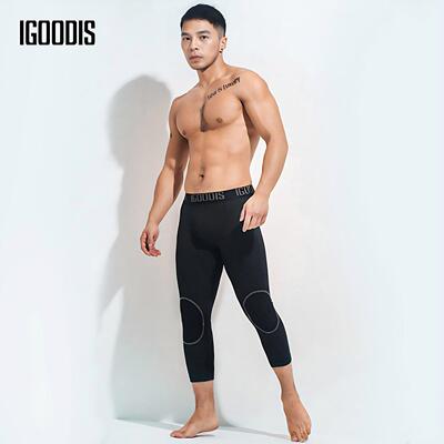 秋冬男士七分卫生裤加厚加绒加长贴片内搭裤青年内搭裤潮流保暖裤
