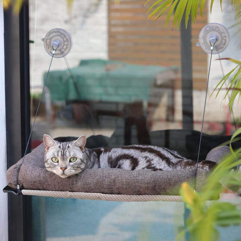 KH猫吊床吸盘式挂窝宠物床网面可拆洗猫笼猫爬高晒太阳台四季猫窝