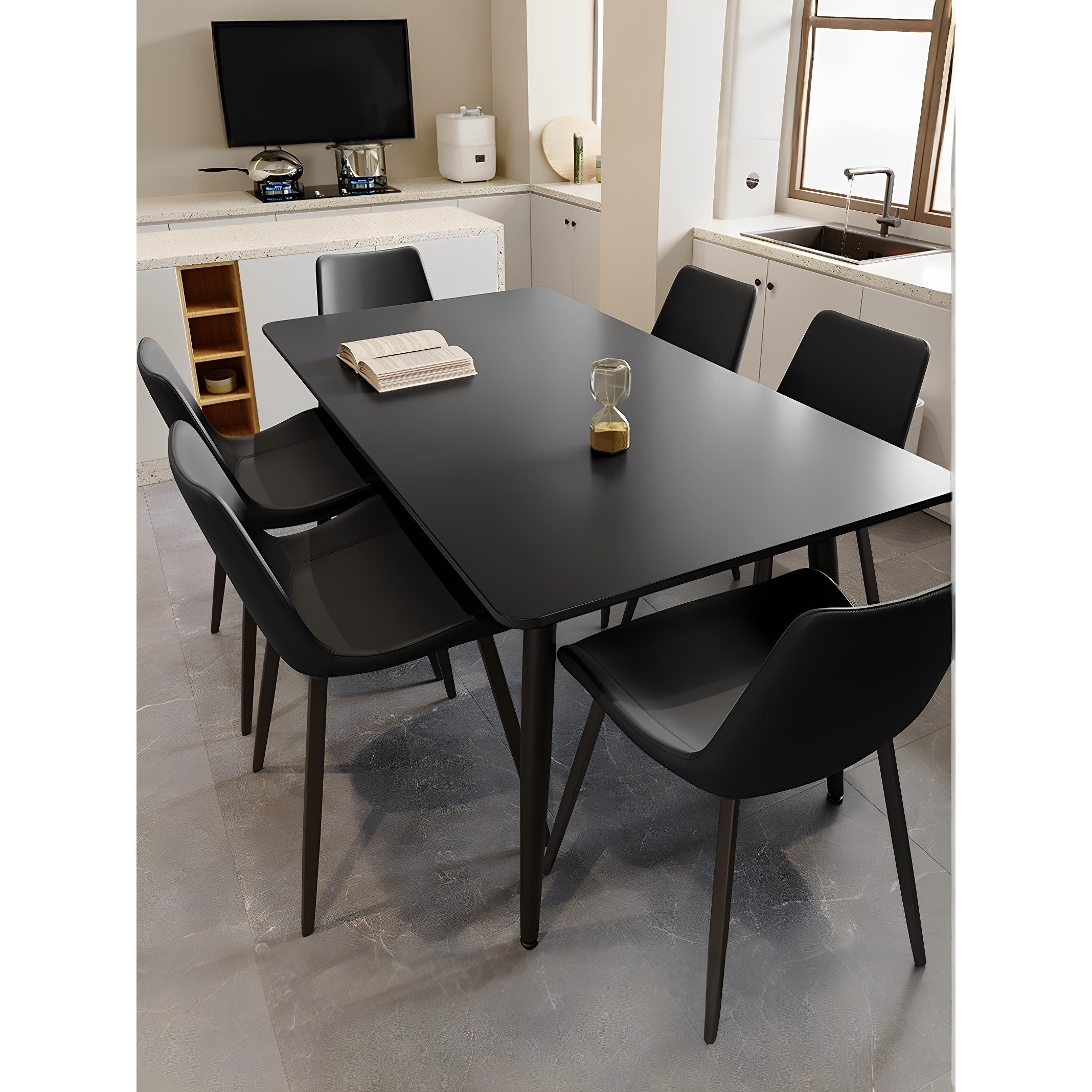 达芬奇意式极简岩板餐桌椅组合现代简约轻奢家用小户型长方形饭桌