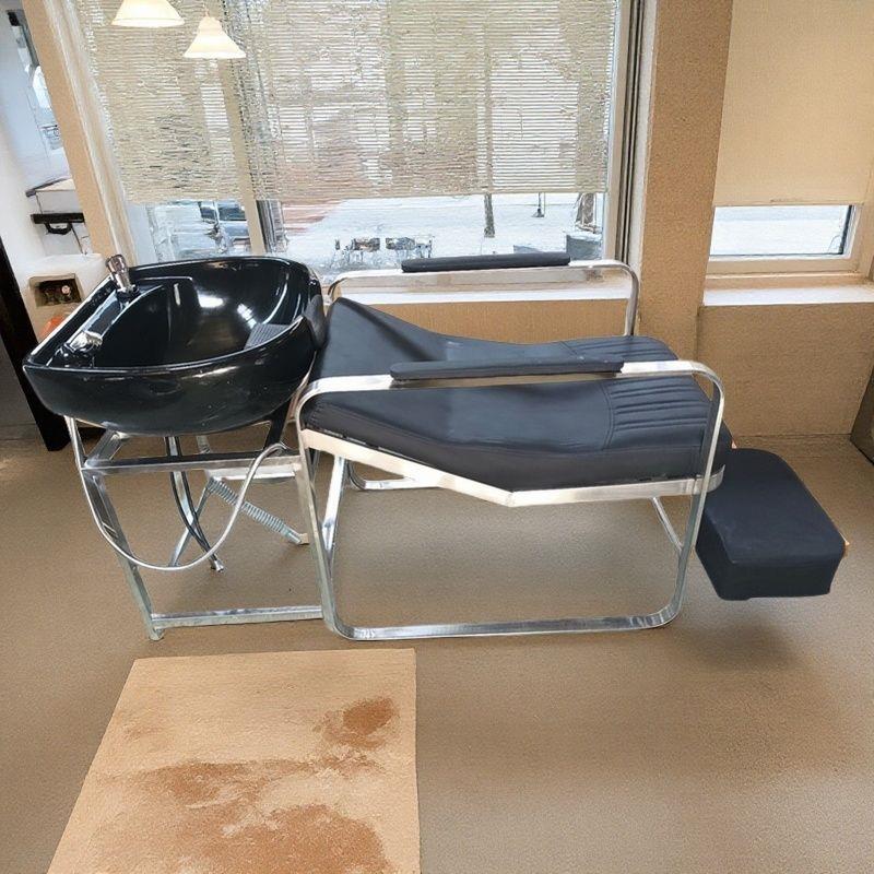洗头床理髲店专用美发店椅子不锈钢冲水床陶瓷盆洗头椅坐式洗头床