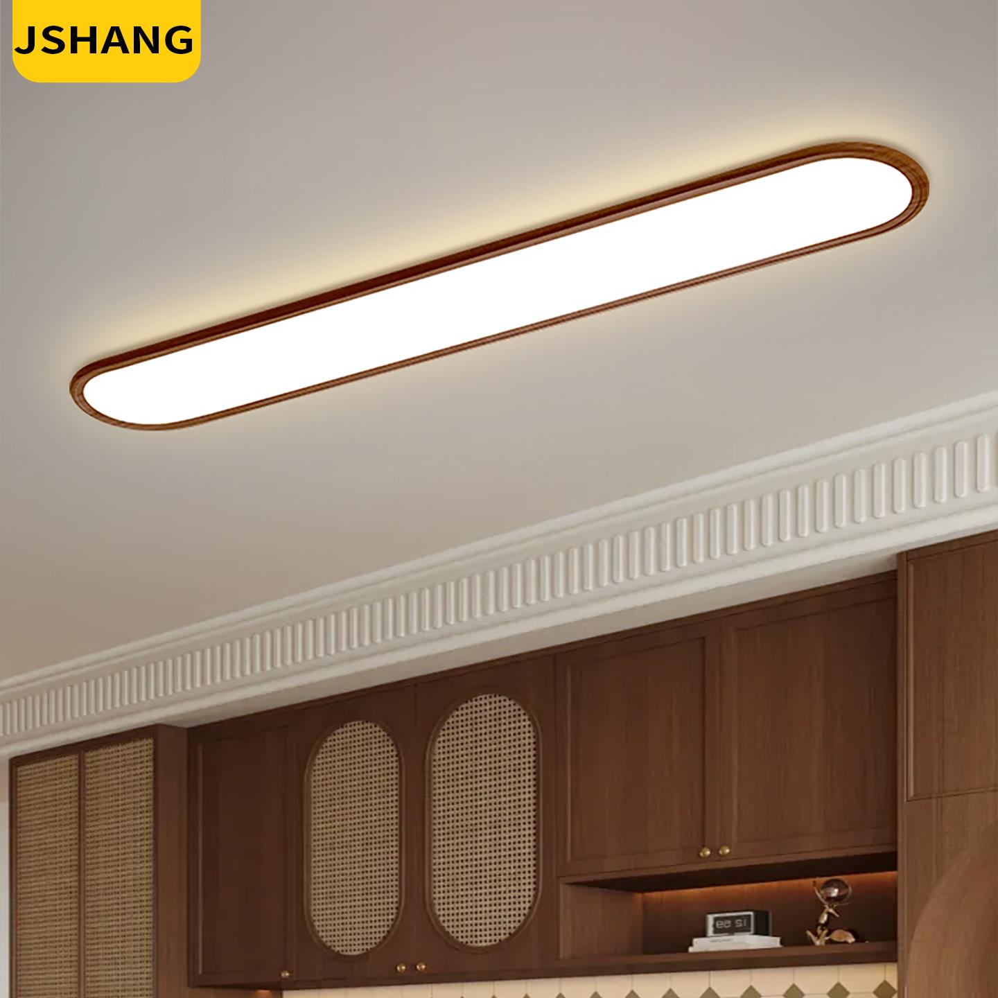 走廊走道灯中古风超薄木纹色入户玄关灯现代简约阳台衣帽间吸顶灯