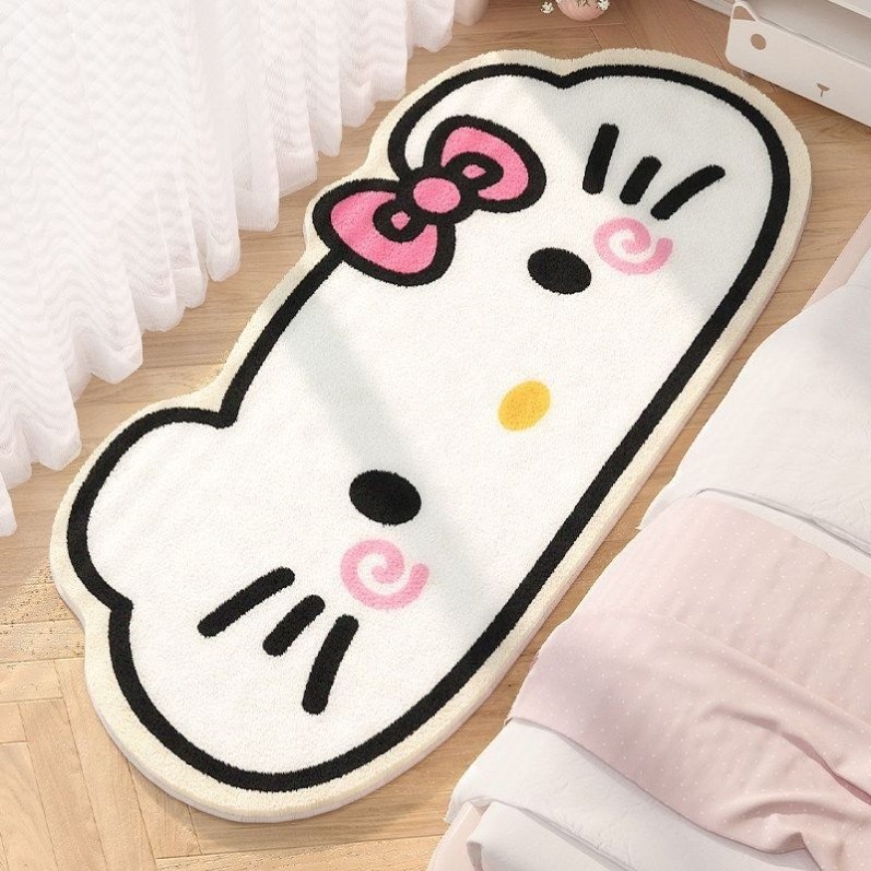 柔软天鹅绒床边毯卡通可爱少女房间布置脚垫隔凉生暖卧室长条地毯,居家布艺,地毯,淘宝优惠券,粉丝福利购,淘宝优惠卷