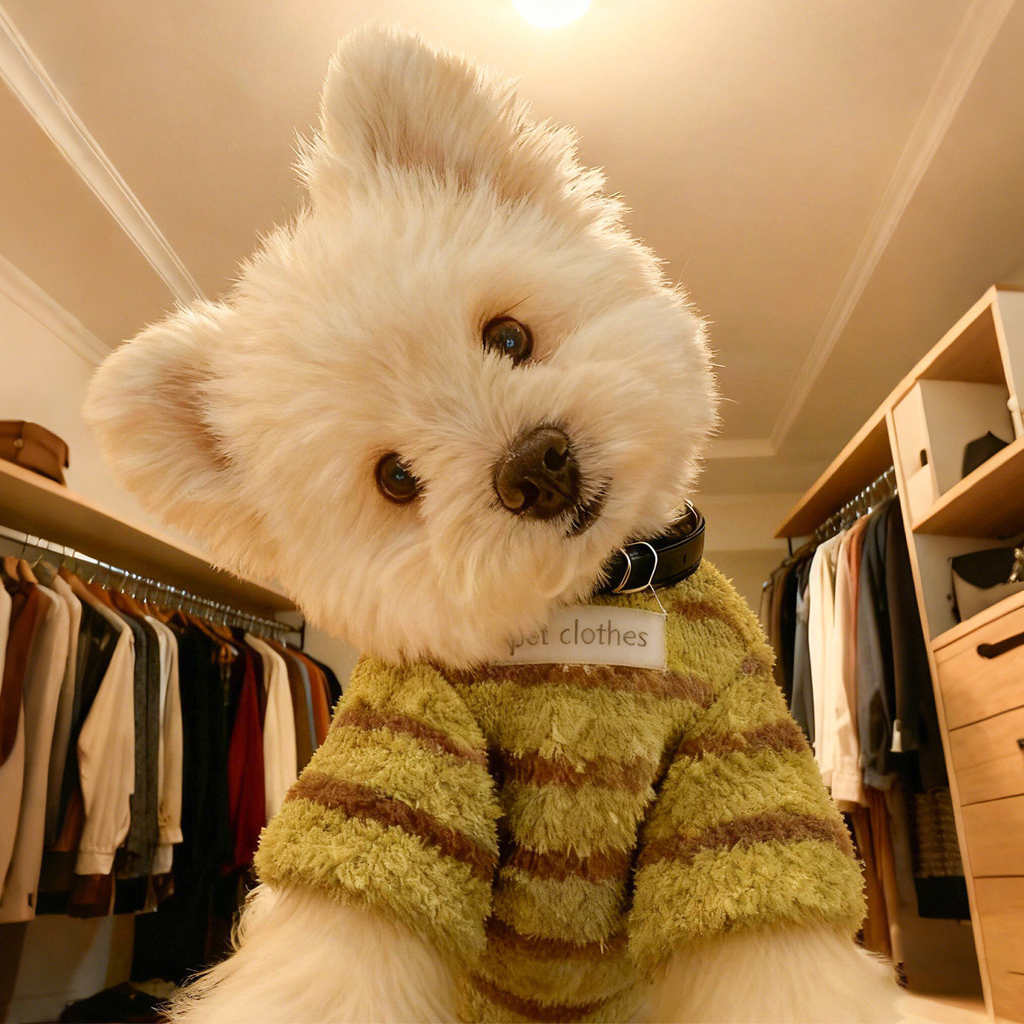 绿色条纹狗狗衣服小型犬冬装加绒加厚宠物两脚毛衣泰迪西高地绒衣