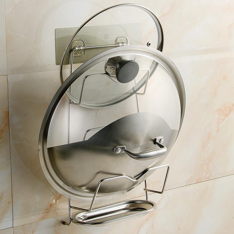 直销新款锅盖架壁挂式免打孔家用厨房放菜板的架子不锈钢支架置物