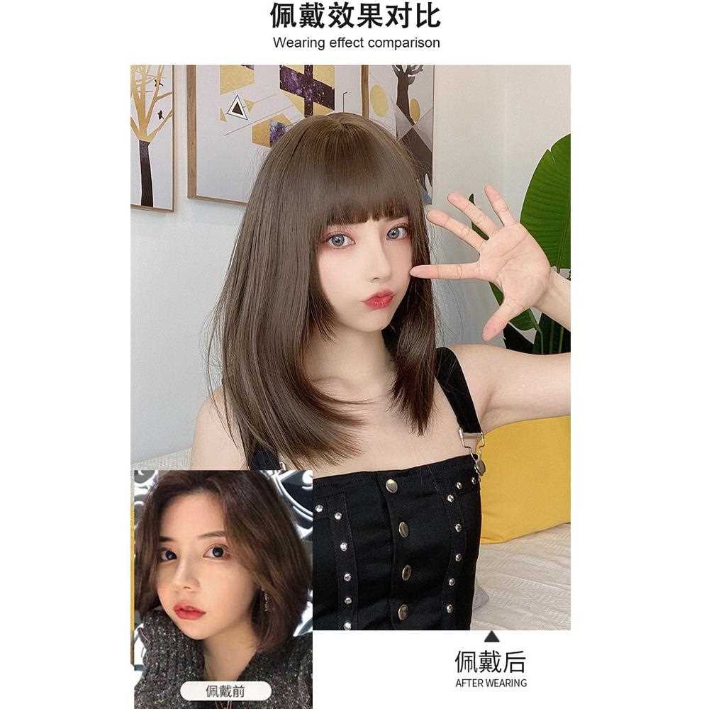 新款直销假发女韩版 网红齐肩锁骨短发自然头套内扣长直发