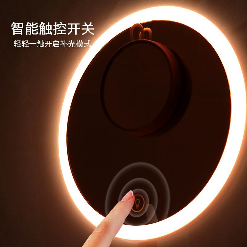 直销新款跨境台式led化妆镜带灯桌面镜子带5倍放大镜收纳盒补妆镜