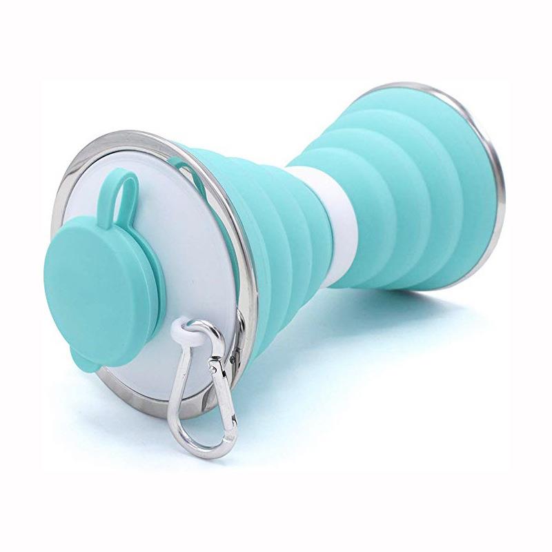 直销新款跨境户外运动硅胶折叠水杯旅行便携式水瓶伸缩压缩水壶