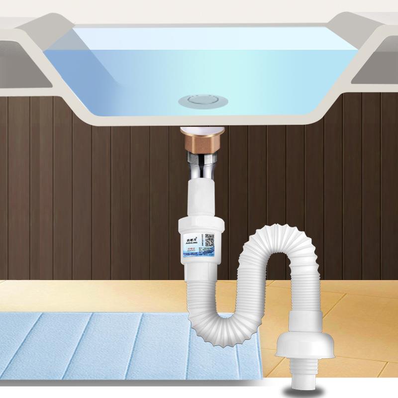 直销新款洗手盆下水管排水管子洗脸盆台下水器配件不锈钢漏水塞池