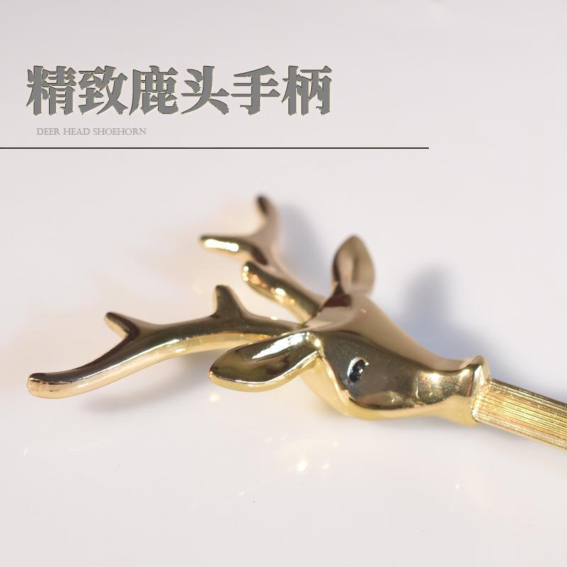 新款直销厂价欧式古典新款鹿头鞋拔创意黄铜加长鞋拔子提鞋器鞋抽