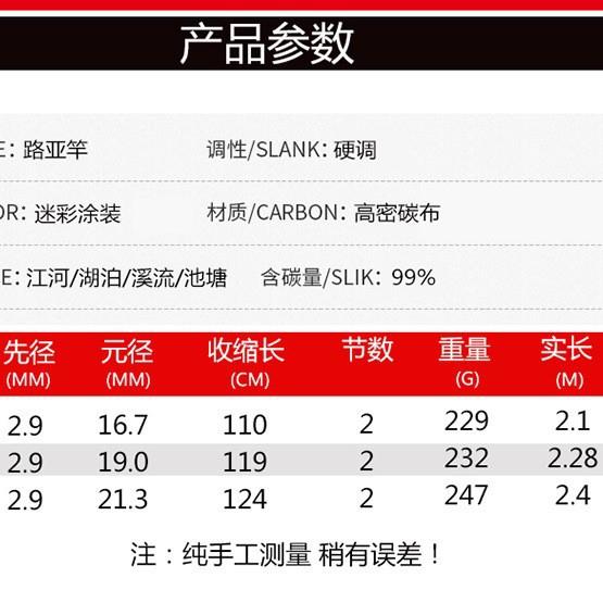 直销新款 碳素路亚竿打黑竿黑鱼竿竿 插接杆大物竿钓鱼