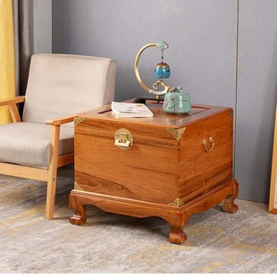 全香樟老料樟木箱带底座榫卯结构中式实木陪嫁结婚婚嫁箱床头边柜