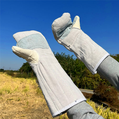 耐高温500度烤箱烘烤炉帆布隔热防烫加长特厚烘焙商用工业级手套