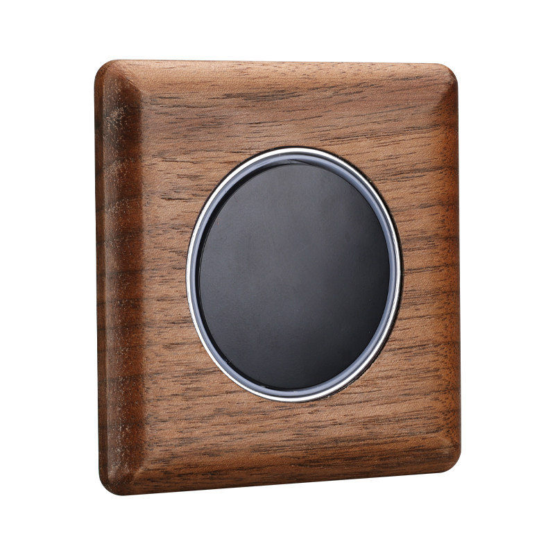 实木开关86型插座黑色胡桃木五孔轻点带LED复古面板民宿木纹开关