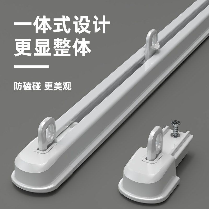 窗帘伸缩轨道导轨挂钩静音单轨顶装侧装双轨滑轨窗帘杆整套