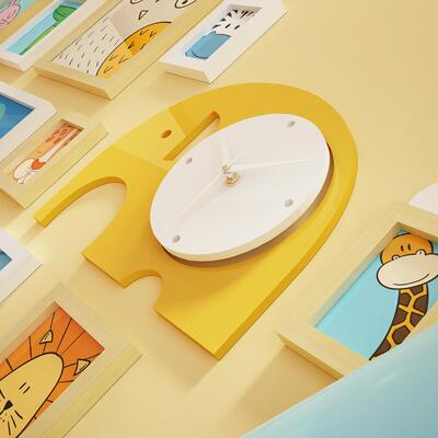 直销新款实木_6184_卡通实木照片墙儿童组合相框装饰大象装饰钟表