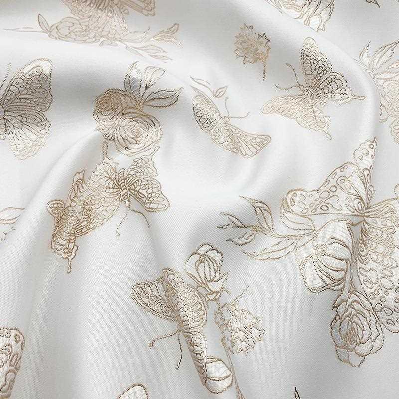 直销新款色织缎面蝴蝶织金提花面料挺括有型西装旗袍礼服秋冬布料