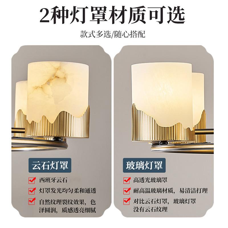 直销新款新中式天然云石全铜吊灯中国风别墅复式楼客厅灯大厅主灯