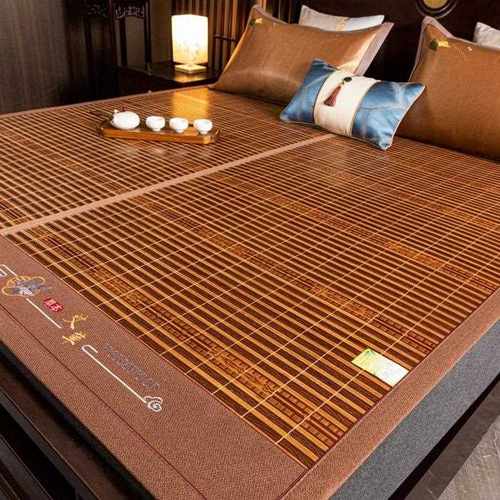 直销新款夏季凉席碳化竹席双面可折叠竹凉席家用冰丝凉席学生宿舍