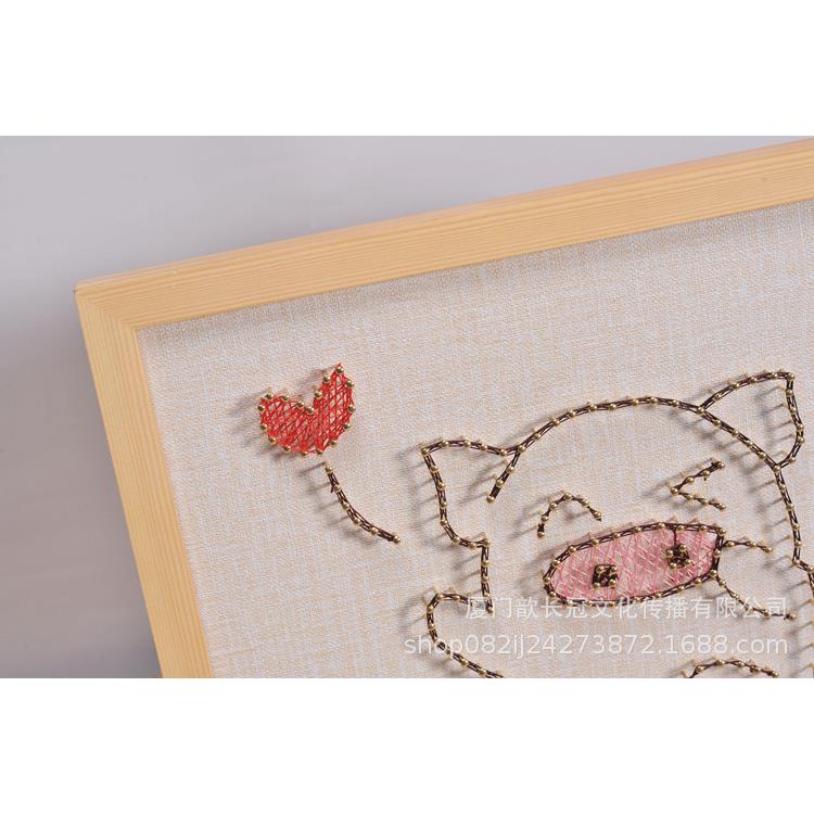 直销新款爱心猪新年礼物钉子绕线画弦丝画亲子活动DIY材料包团建