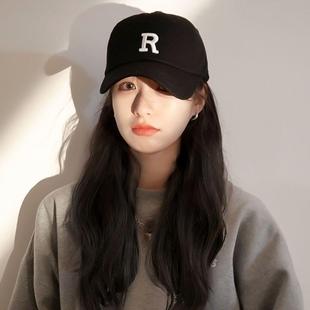 网红气质R字母鸭舌帽 直销新款 假发帽子一体女四季 2022年时尚 新款