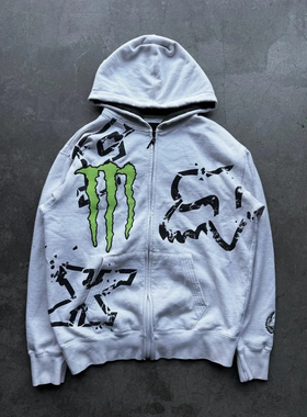 Vintage zipper jacket美式街头拉链卫衣宽松小众外套痞帅上衣男