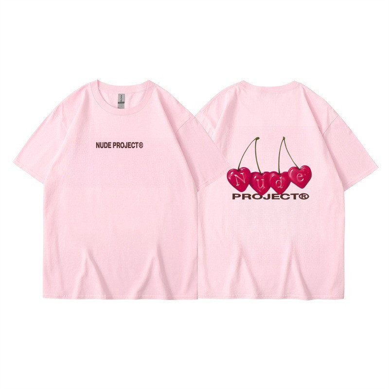 Cherry-printed T-shirt男女同款短袖T恤夏季宽松休闲百搭上衣