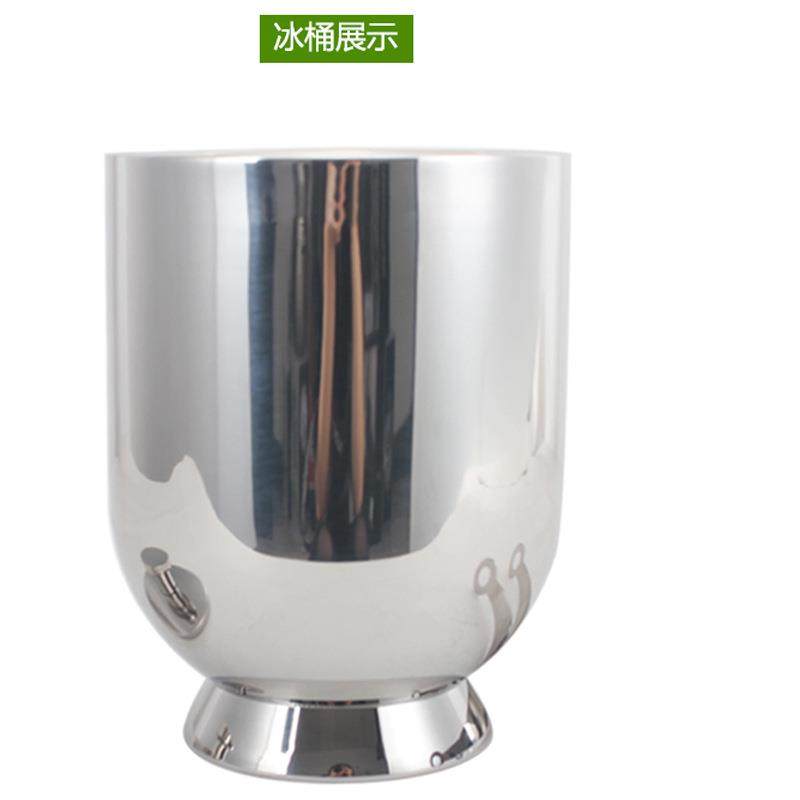 工厂304食用级不锈钢亮光香槟冰桶双层加厚桶身连冰夹冰桶