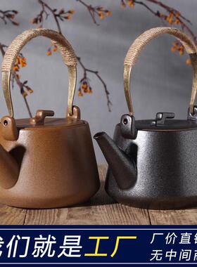 黑色原矿陶土耐高温陶壶养生陶瓷壶提梁壶煮茶壶煮水壶电陶炉用