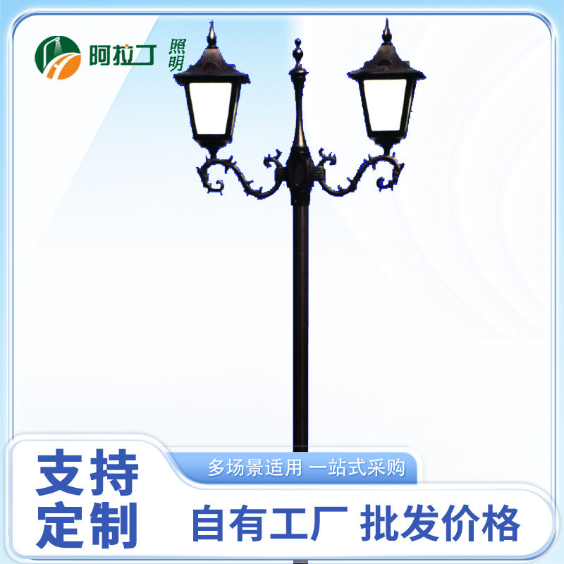欧式双臂LED庭院灯亮化方案市政园林景区智能照明设计施工超亮