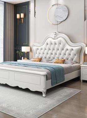 美式轻奢实木床白色1.5米欧式双人婚床主卧实惠简欧超纤皮公主床