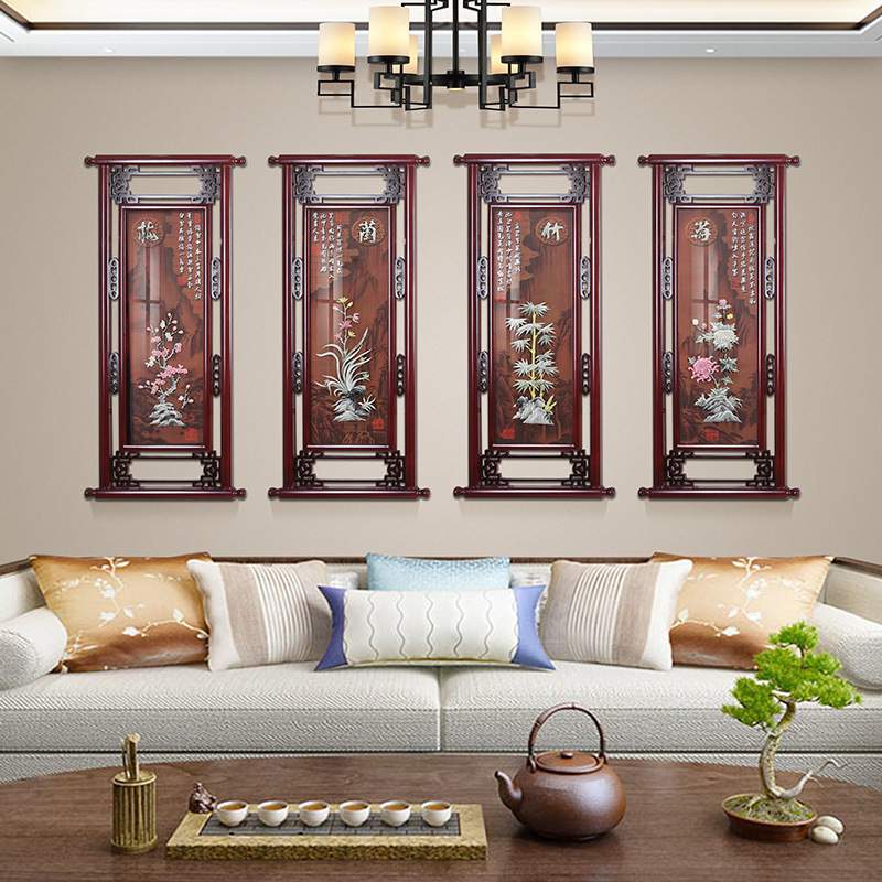 客厅装饰画餐厅办公挂画春夏秋冬3d立体浮雕画玉雕画直销图片