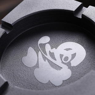 乌金石四方烟灰缸家用客厅石制烟灰缸办公室中式大号个性烟灰缸