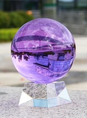 紫色水晶球玻璃摆件客厅酒柜隔断屏风玄关办公室书桌面家居摆件