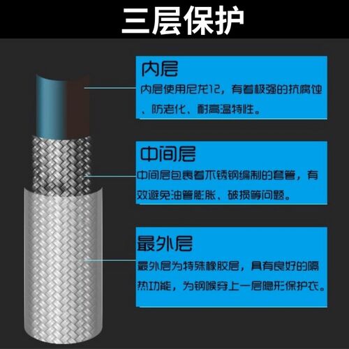 摩托车电摩改装高强度刹车钢喉管碟刹油管制动钢喉刹车管35-220cm